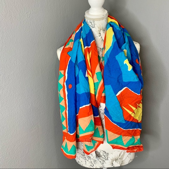 Accessories - Vintage E.Stewart Geometric Bright Print Scarf